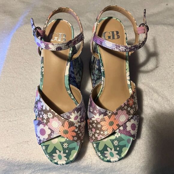 Gianni Bini Ulti-Mate Floral Rhinestone Platform Sandals Size 9.5 - Picture 4 of 10